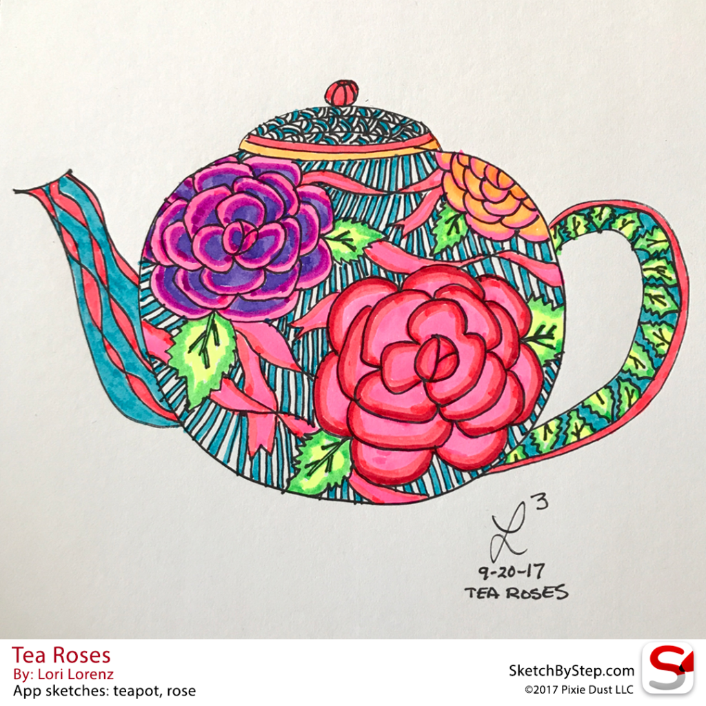 sketchbystep.com-Tea-Roses